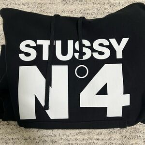 Stussy Black Hoodie with White Text